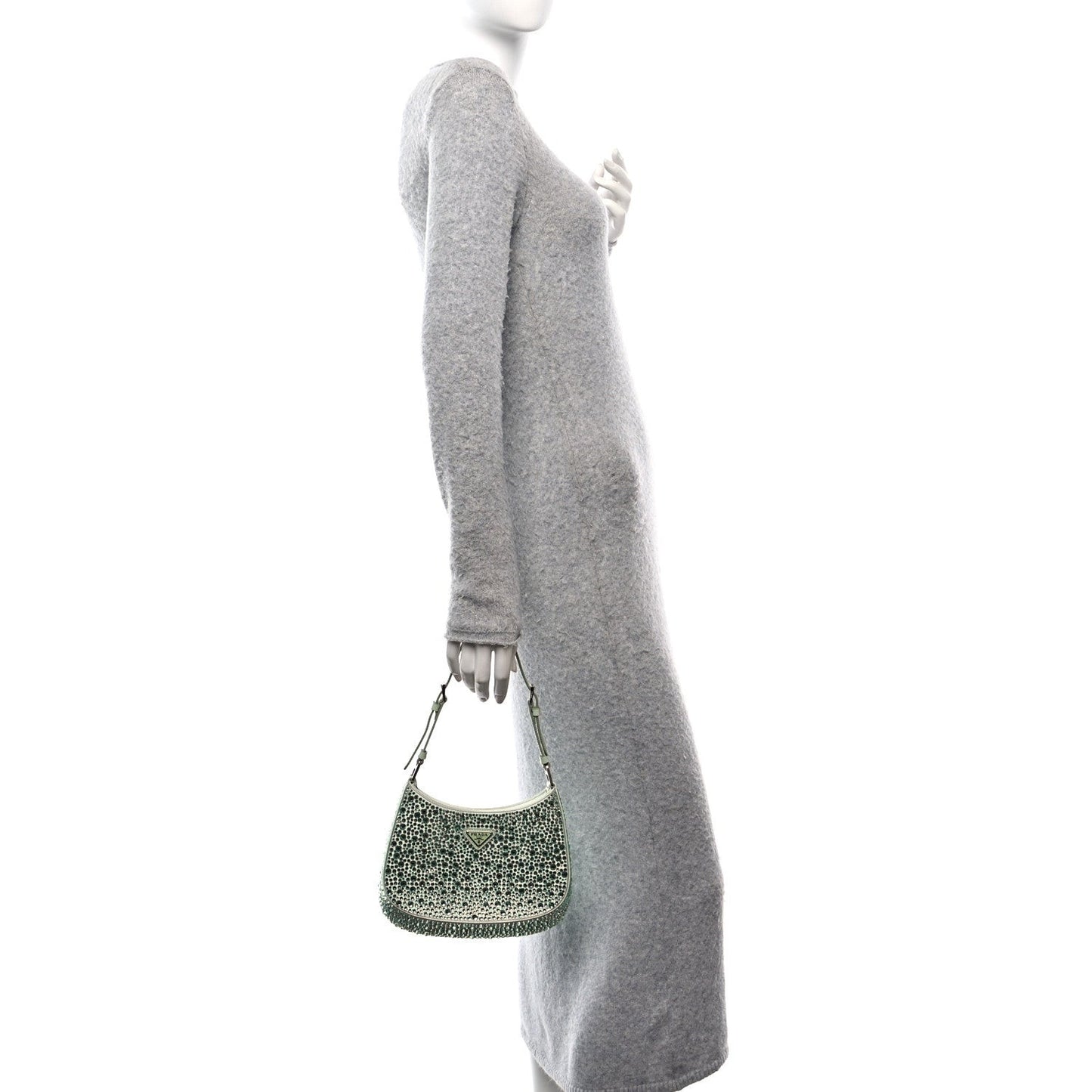 Satin Crystal Cleo Adjustable Strap Shoulder Bag Acqua