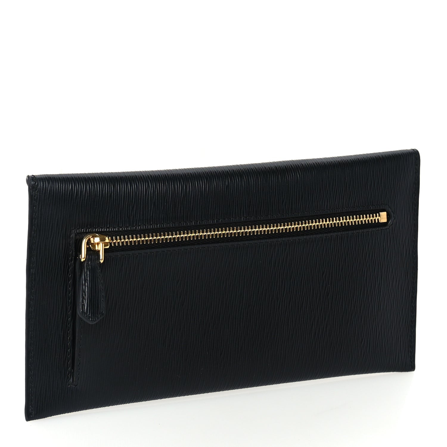 Prada Saffiano Metal Envelope Wallet Black 2 of 6