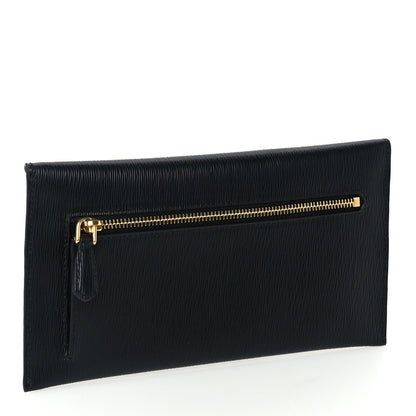 Prada Saffiano Metal Envelope Wallet Black 2 of 6
