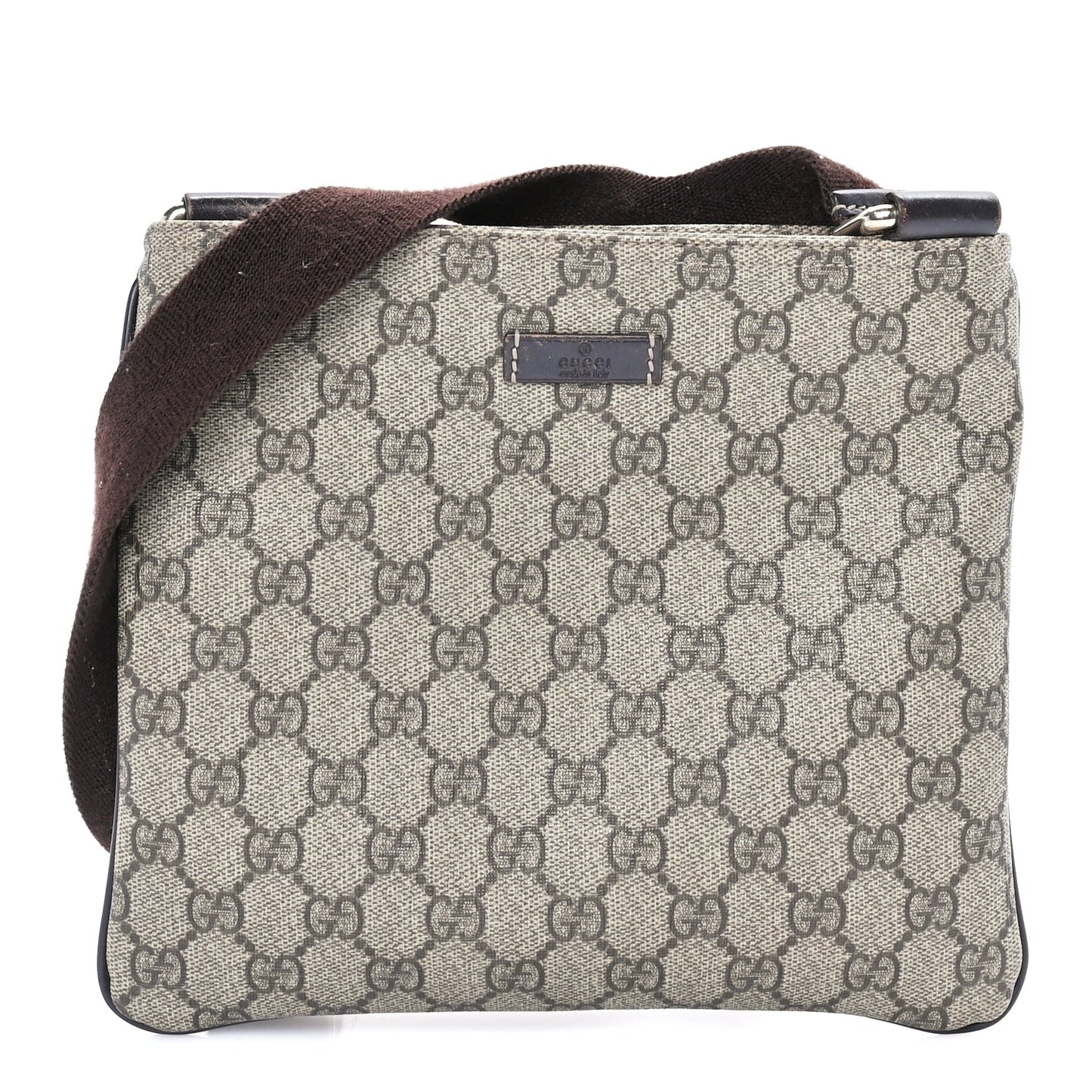 GG Supreme Monogram Small Flat Messenger Bag  Dark Brown