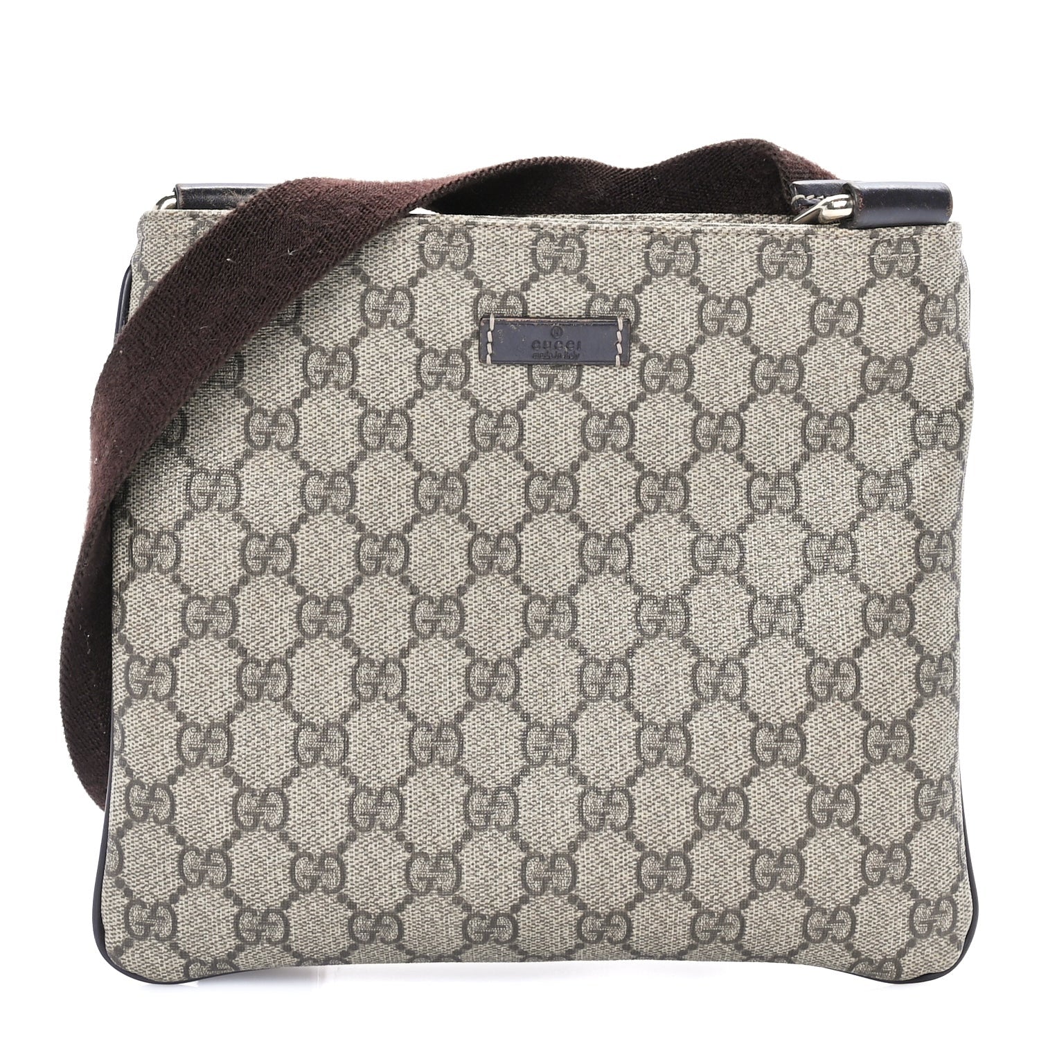 Gucci GG Supreme Monogram Small Flat Messenger Bag  Dark Brown 1 of 7