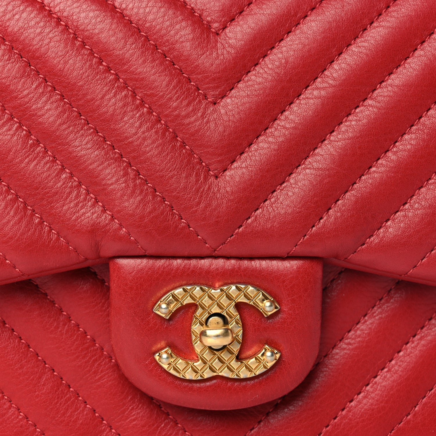 Chanel Calfskin Chevron Quilted Mini Rock The Corner Flap Red 7 of 9