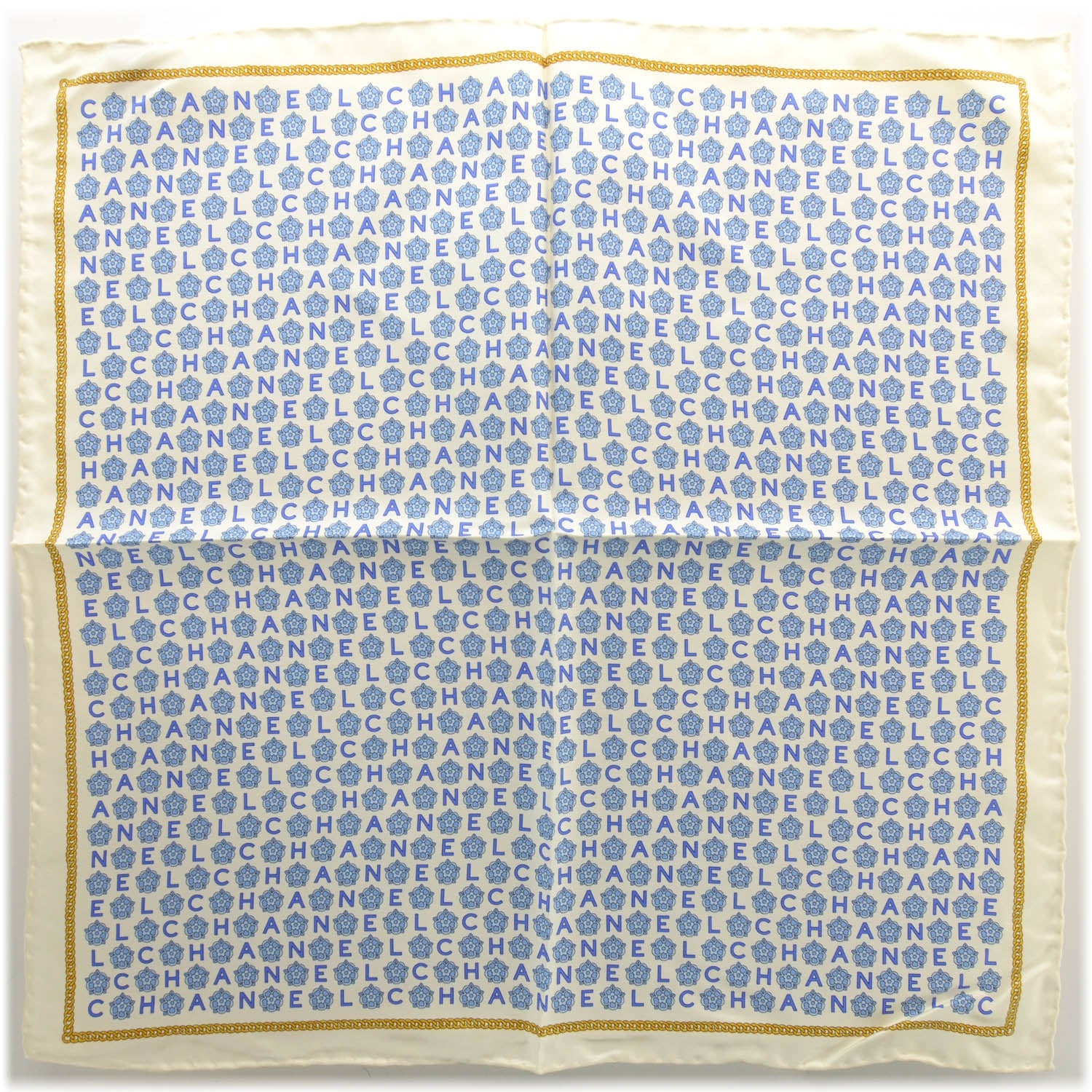 Chanel Silk Camellia Chain Pocket Square Scarf 2 of 4