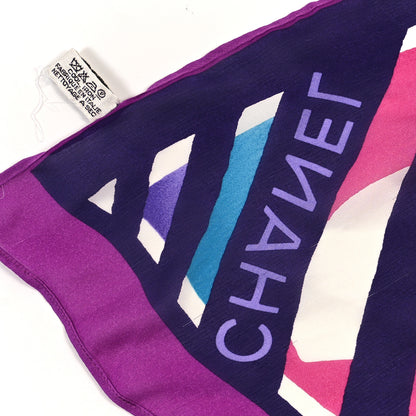 Chanel Silk CC Scarf Purple Multicolor 3 of 3