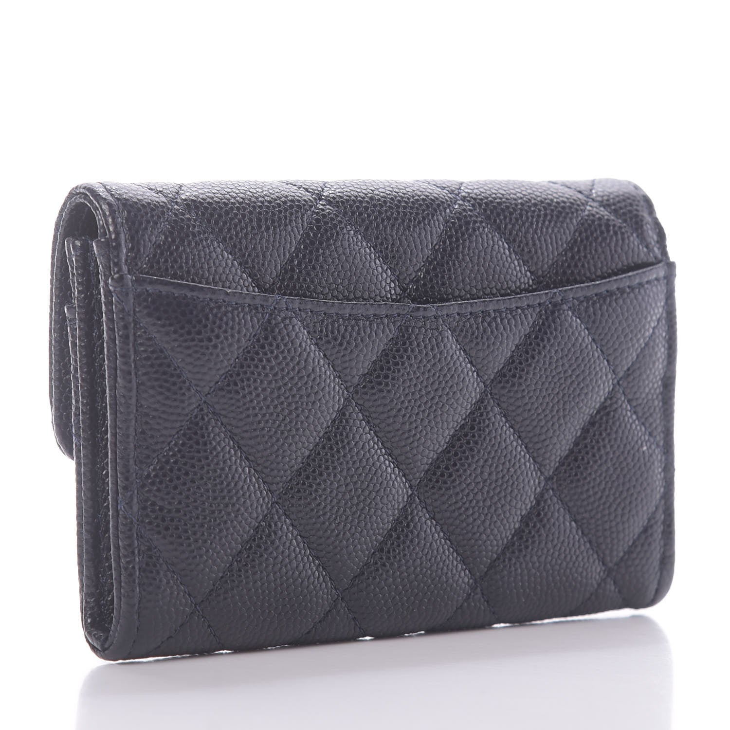 Chanel Caviar Quilted Flap Card Holder Wallet Navy Blue 3 of 12