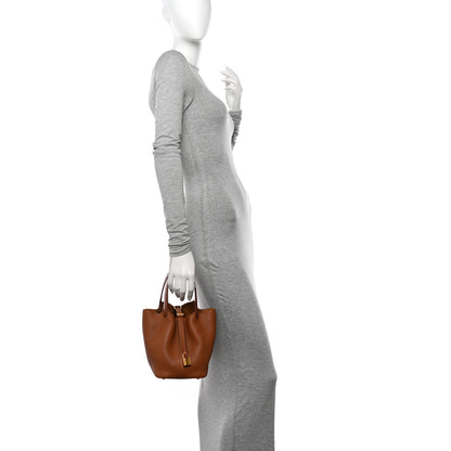 Hermes Taurillon Clemence Matte Alligator Picotin Lock Touch 18 PM Gold 2 of 11