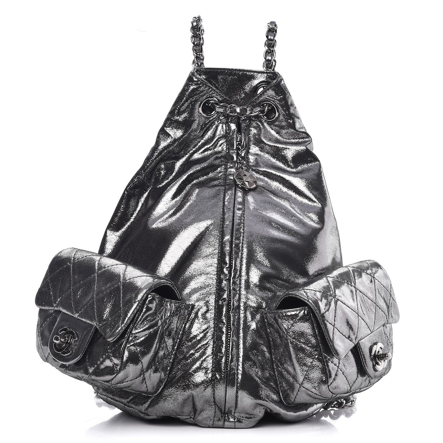 Iridescent Calfskin Backpack Is Back Silver