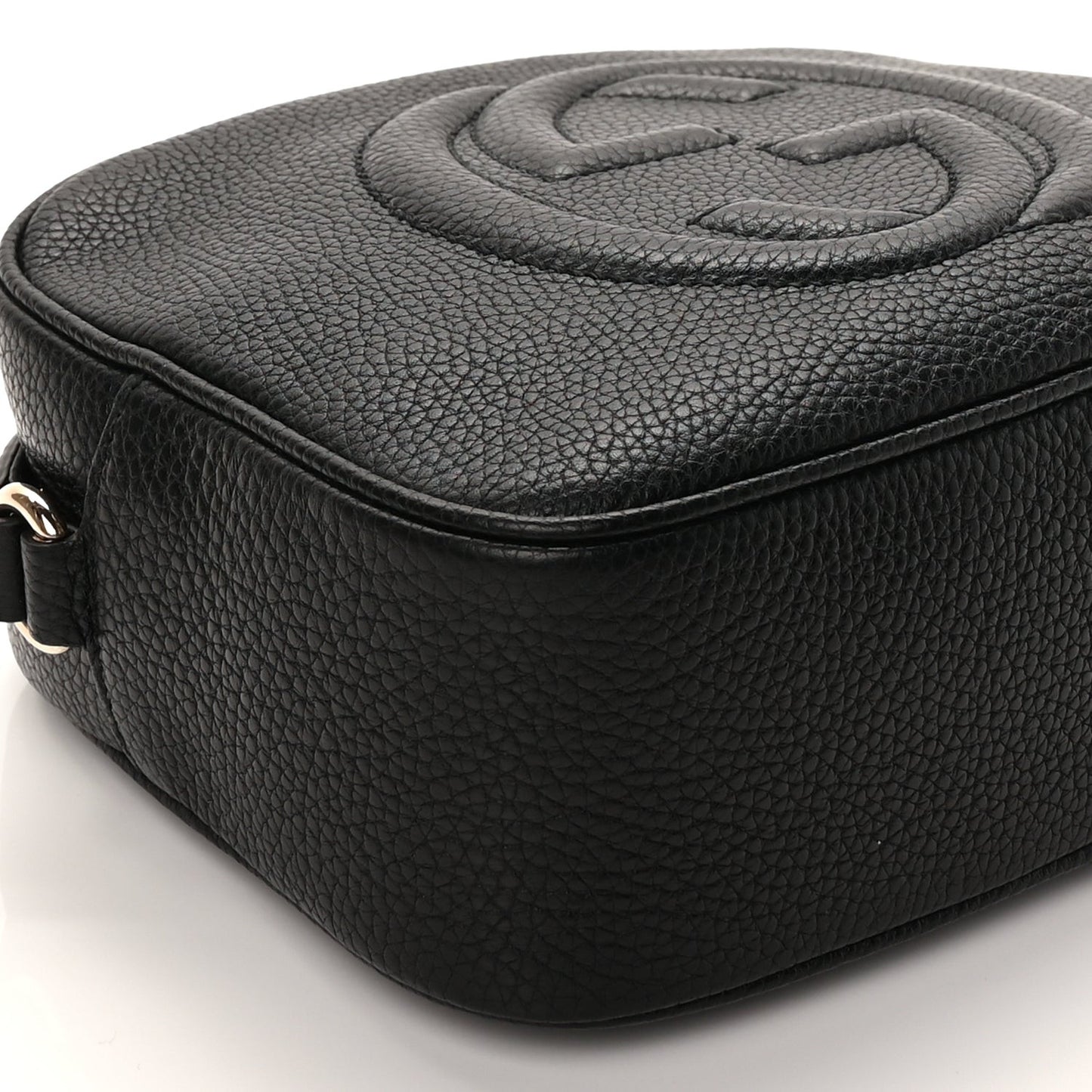Pebbled Calfskin Small Soho Disco Bag Black