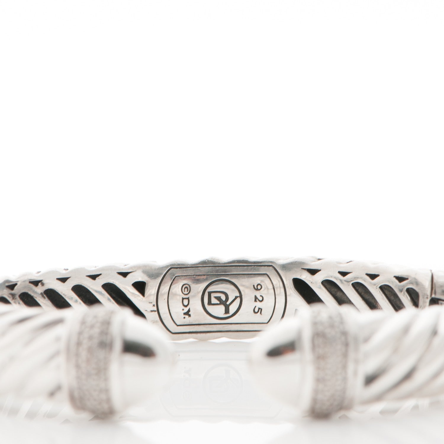 David Yurman Sterling Silver Diamond 10mm Sculpted Cable Bracelet 3 of 4