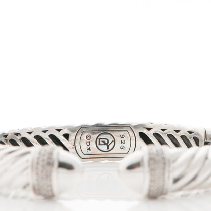 David Yurman Sterling Silver Diamond 10mm Sculpted Cable Bracelet 3 of 4