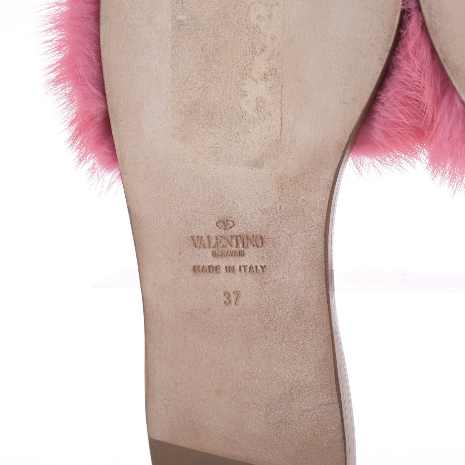 Valentino Garavani Mink Fur Rockstud Flat Slide Sandals 37 Shadow Pink 10 of 10