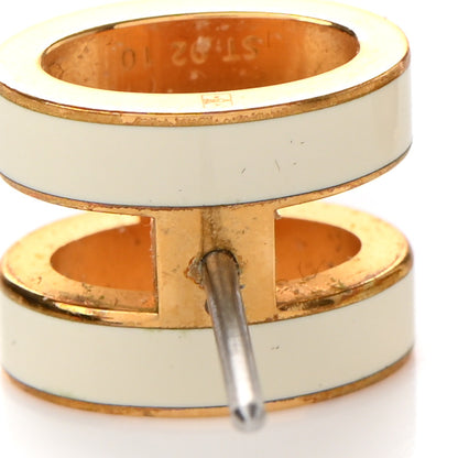 Hermes Gold Lacquered Mini Pop H Earrings White 5 of 6