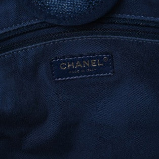 Chanel Mixed Fibers Striped Medium Deauville Tote Navy Blue 6 of 7