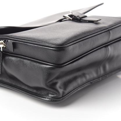 Prada Saffiano Messenger Satchel Black 7 of 9