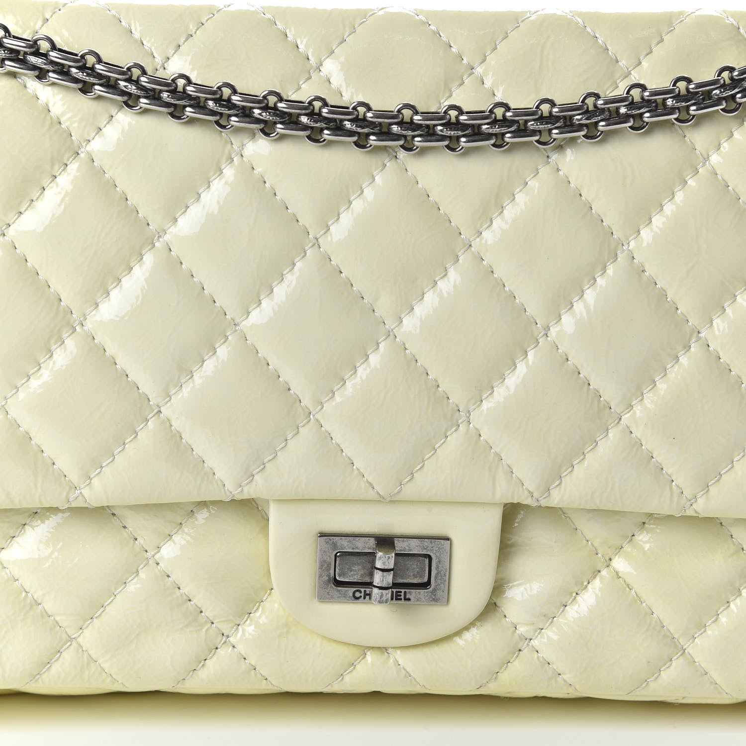 Chanel Distressed Patent Quilted 2.55 Reissue Flap 227 White 10 of 13