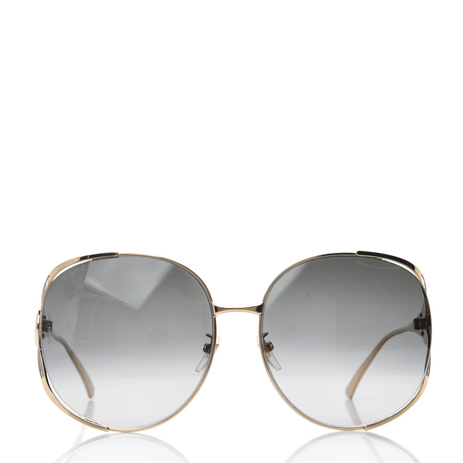 Gucci Metal Oversized Round Frame GG0225S Sunglasses Gold 2 of 8