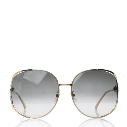 Gucci Metal Oversized Round Frame GG0225S Sunglasses Gold 2 of 8