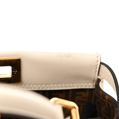 Fendi Vitello Seta Suede FF Mini Peekaboo Iconic Satchel Uovo Sigaro Marrone 11 of 13