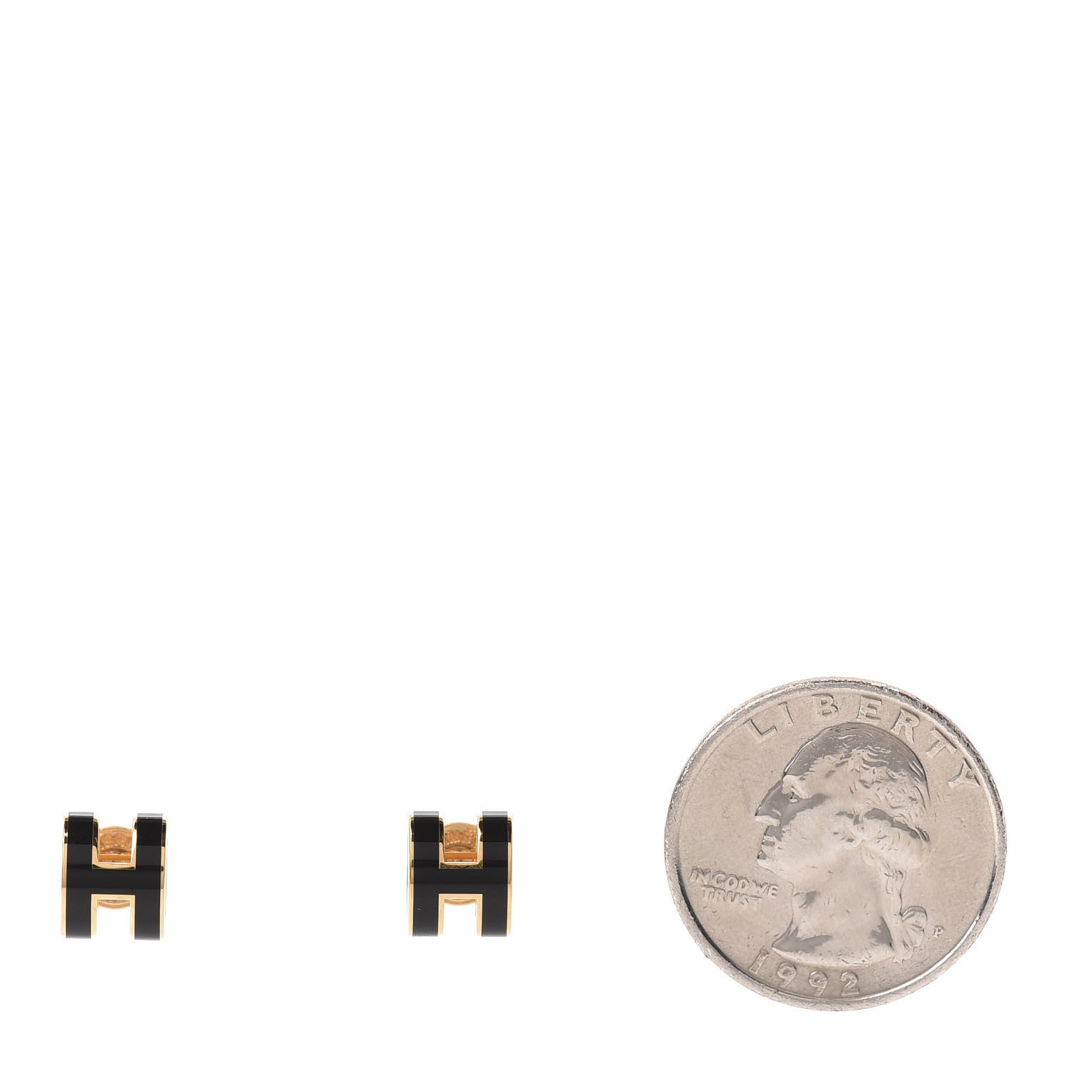Hermes Gold Lacquered Pop H Earrings Black 2 of 5