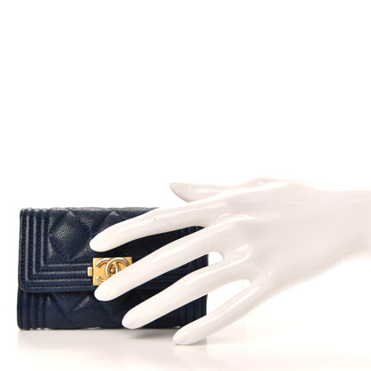 Chanel Caviar Quilted Boy Flap Card Holder Blue 2 of 8