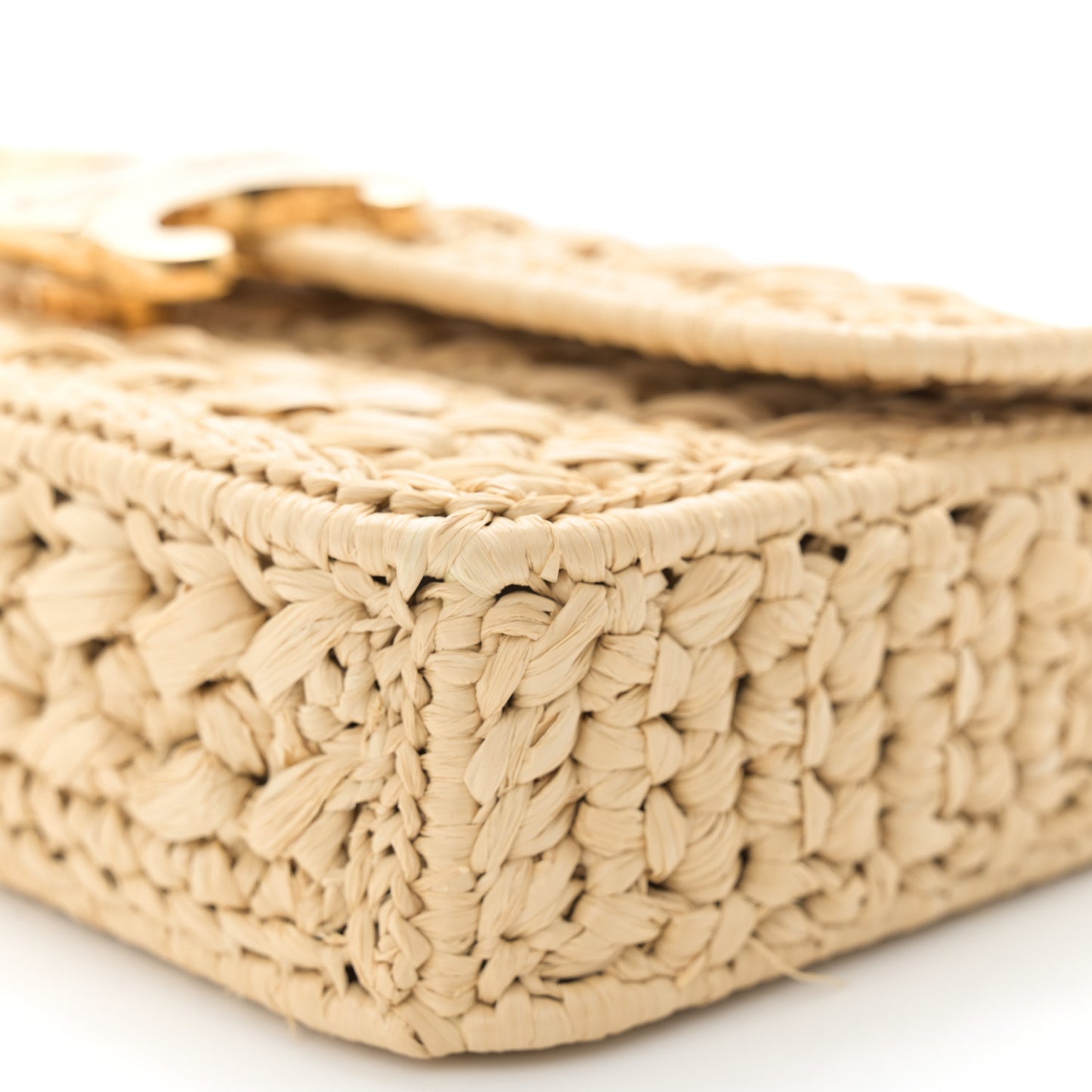 Raffia Effect Claude Chain Shoulder Bag Natural