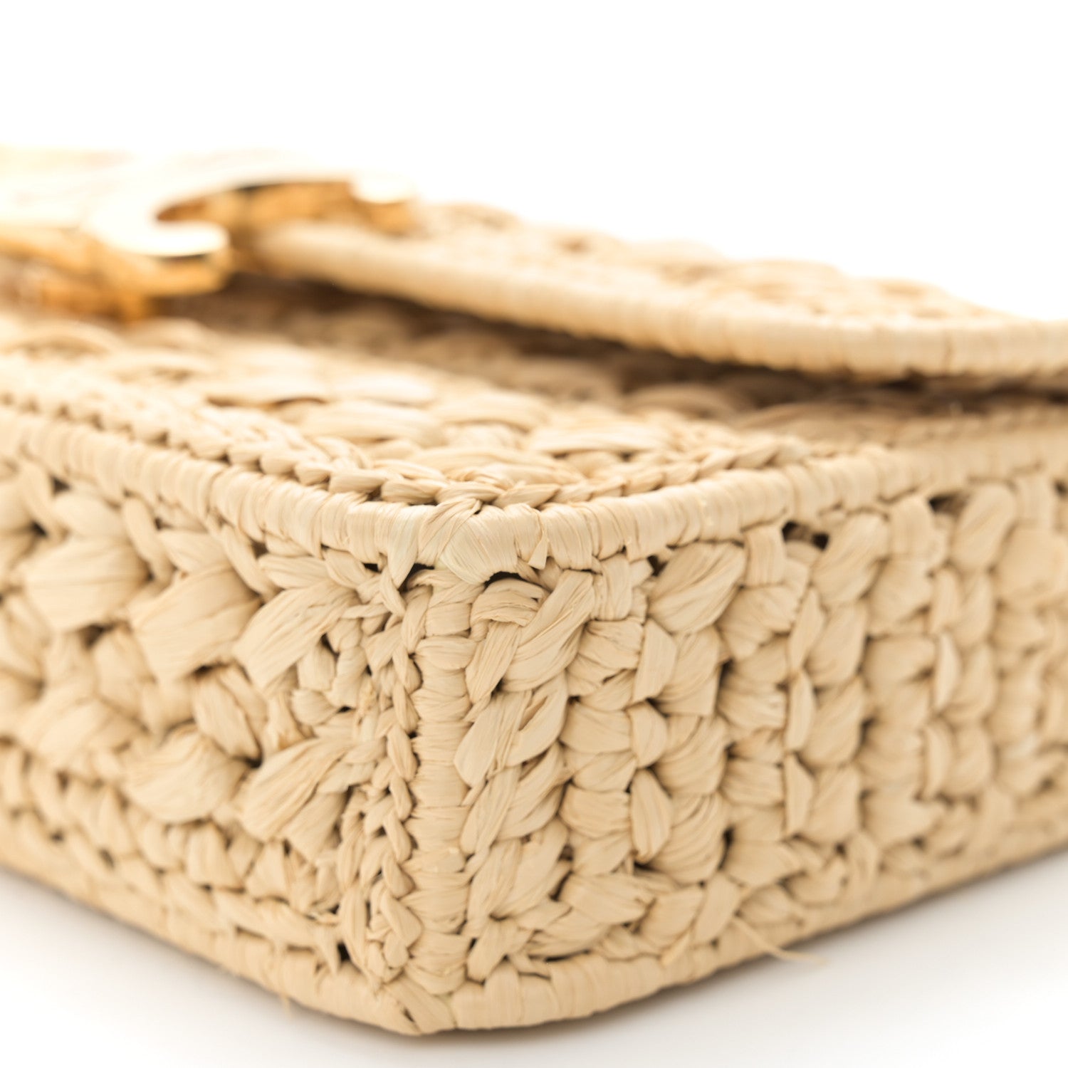 Celine Raffia Effect Claude Chain Shoulder Bag Natural 9 of 10