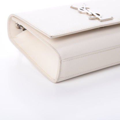 Saint Laurent Grain De Poudre Small Monogram Kate Satchel Optical White 7 of 8