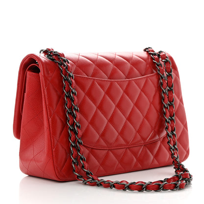 Chanel Caviar Quilted Jumbo Double Flap Red 3 of 12