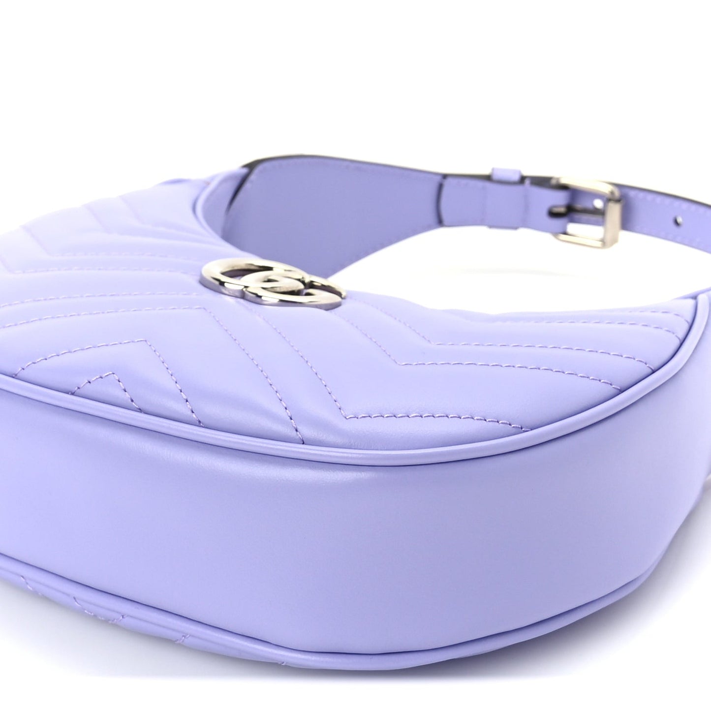 Calfskin Matelasse Mini GG Marmont Half Moon Hobo  Lapis