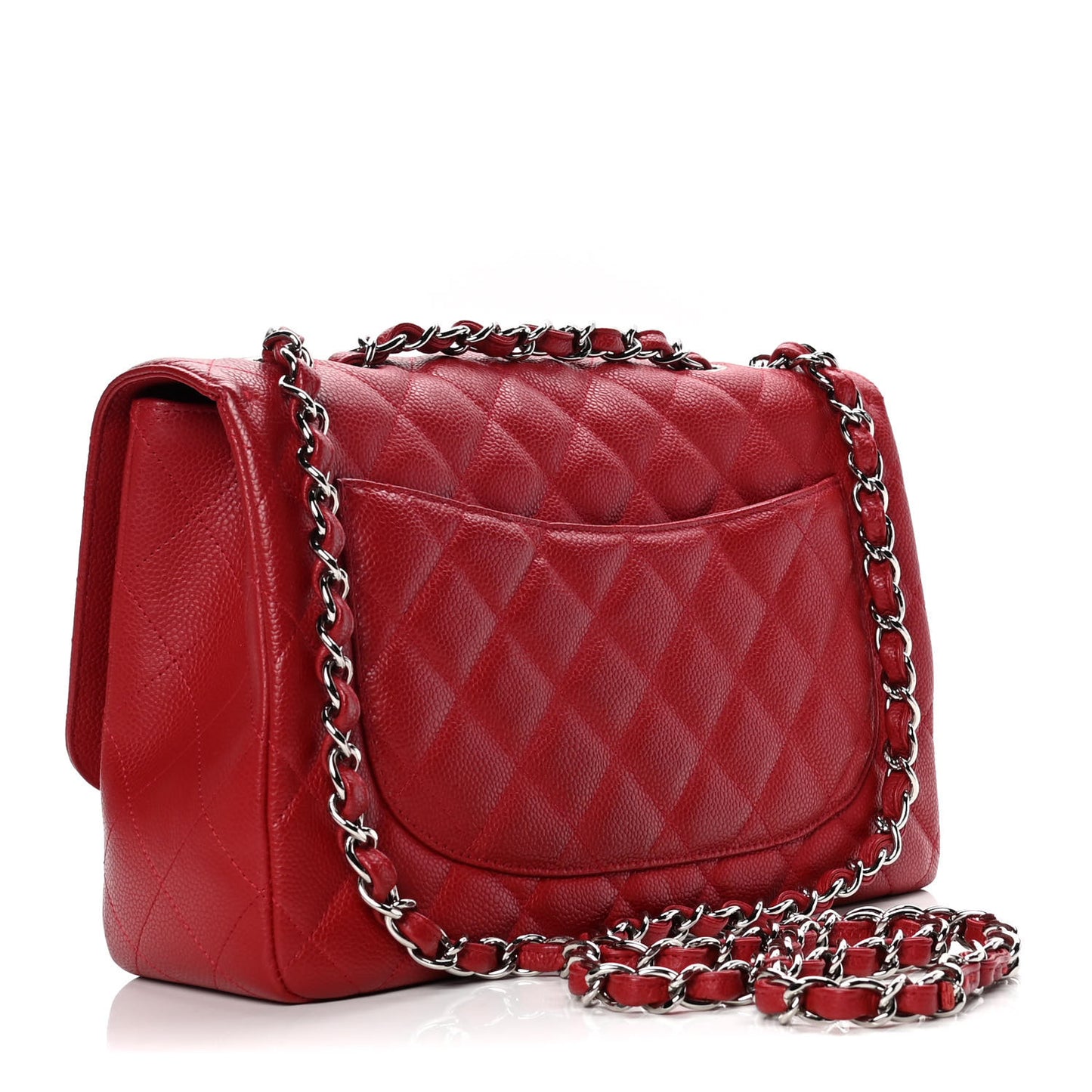 Caviar Quilted Jumbo Single Flap Red