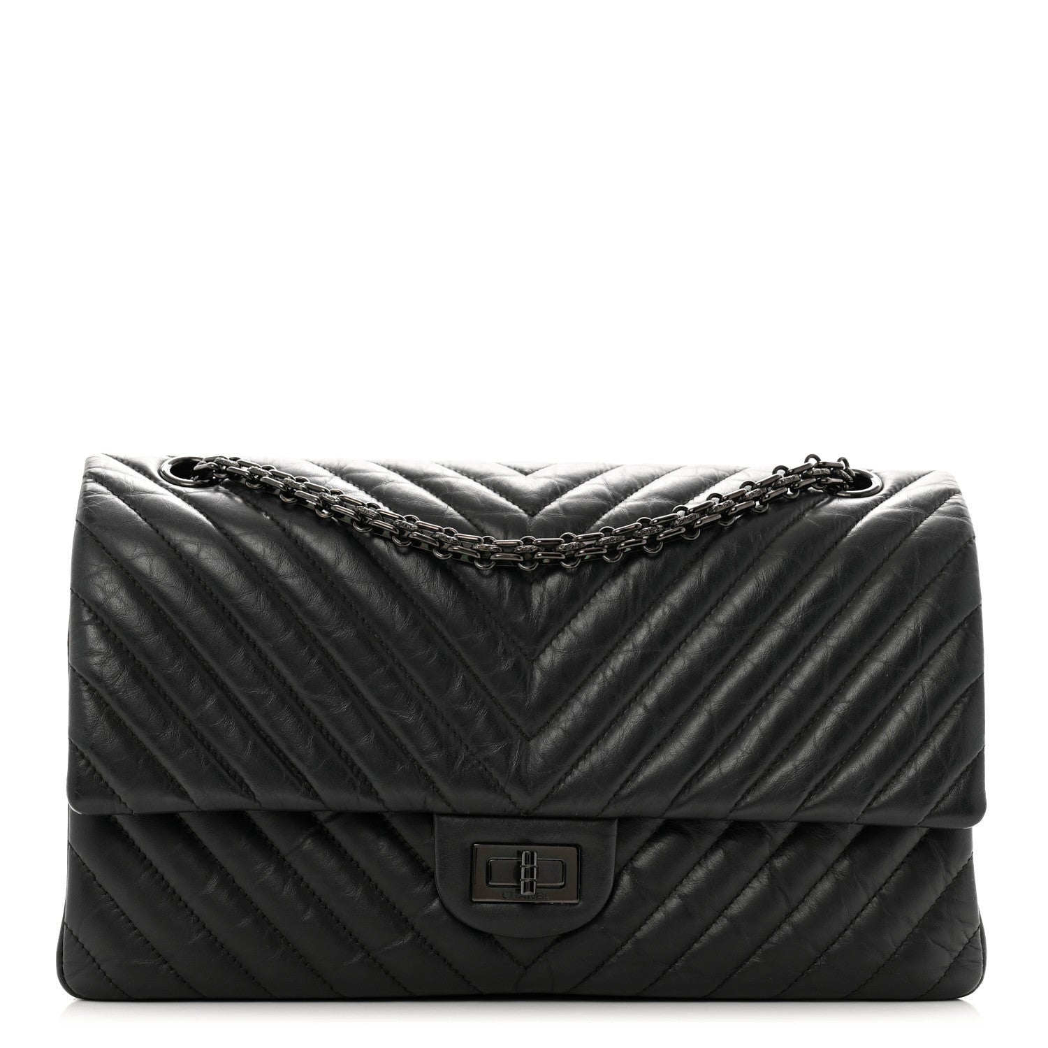Chanel Aged Calfskin Chevron Quilted 2.55 Reissue 226 So Black 1 of 7