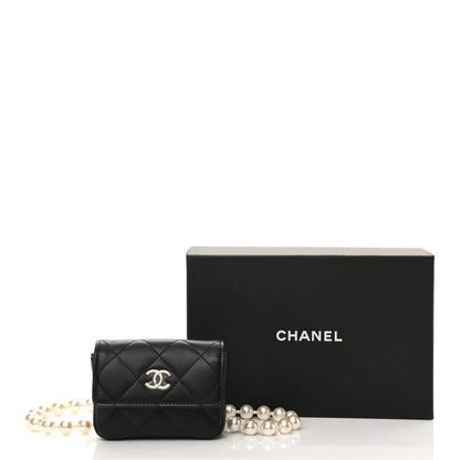 Chanel Lambskin Quilted Pearl Chain Belt Bag Black 11 of 11