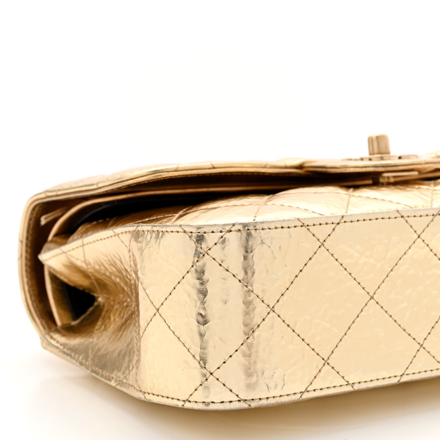 Chanel Hammered Metallic Calfskin Quilted Small Double Flap Gold 9 of 12