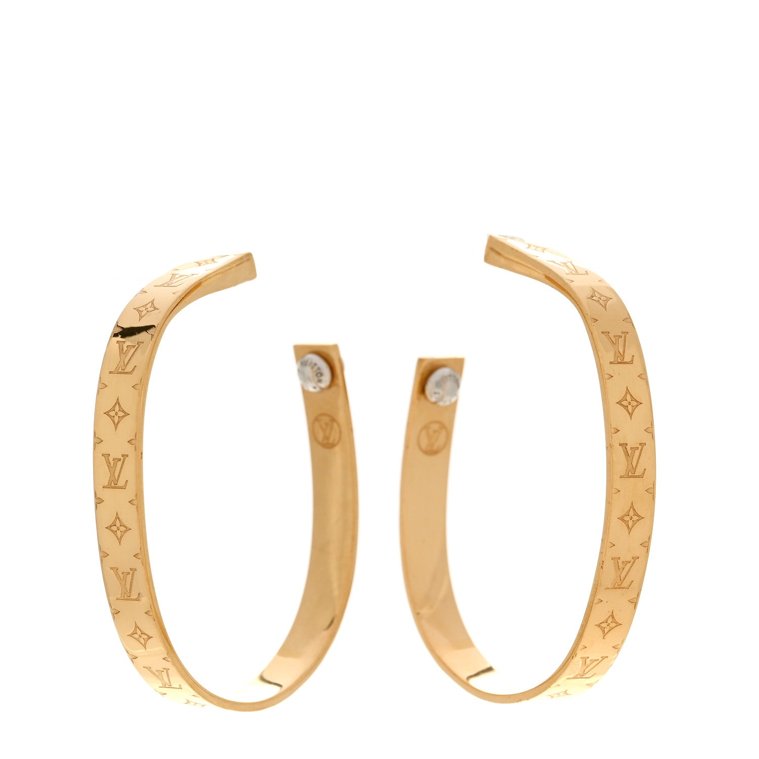 Louis Vuitton Metal Nanogram Hoop Earrings Gold 1 of 5