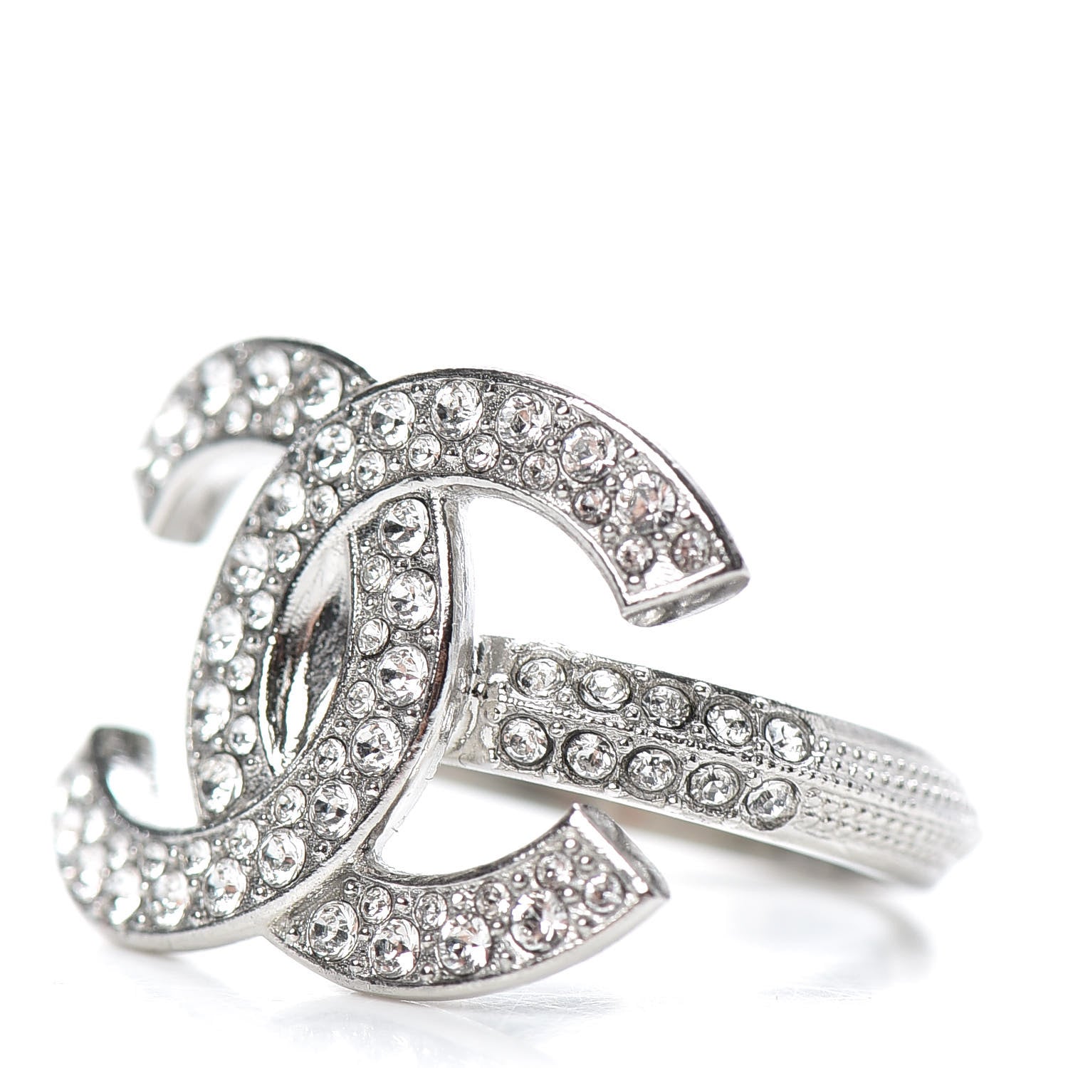 Chanel Crystal Palais Garnier CC Ring 52 6 Silver 3 of 6