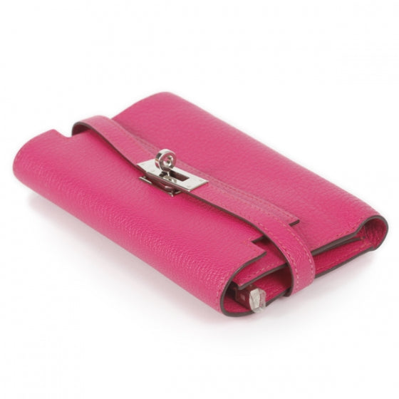 Hermes Chevre de Coromandel Medium Kelly Wallet Fuchsia 5 of 11