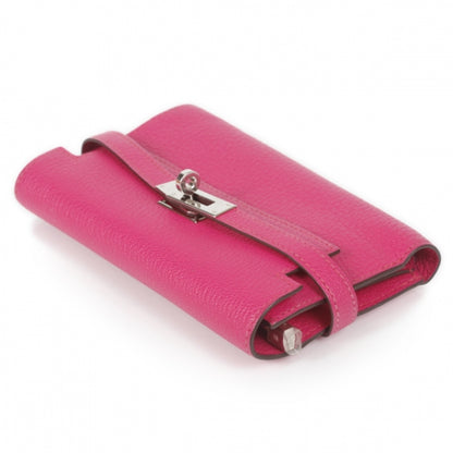 Hermes Chevre de Coromandel Medium Kelly Wallet Fuchsia 5 of 11