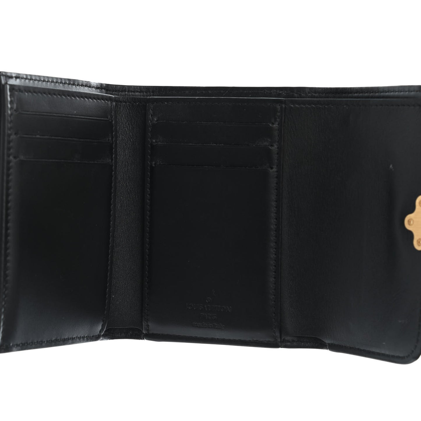 Patent Calfskin Monogram Cherrywood Compact Wallet Black