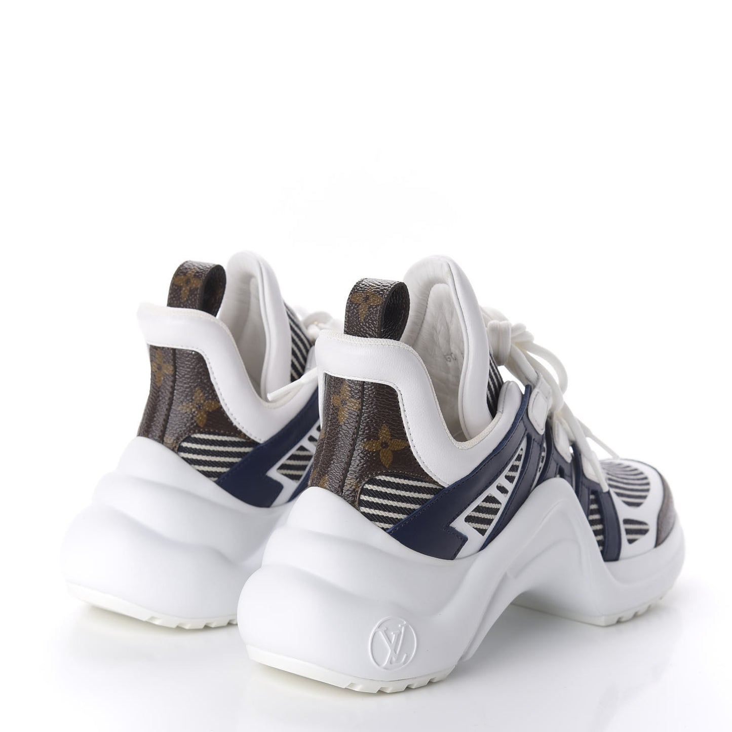 Patent Monogram Stripe LV Archlight Sneakers 36 White Blue