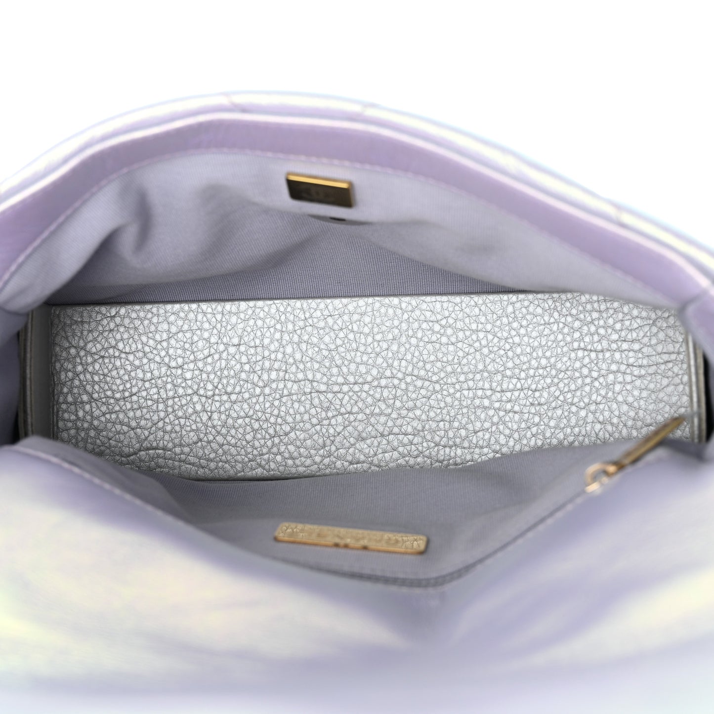 Iridescent Calfskin Quilted Medium Chanel 19 Flap Light Purple