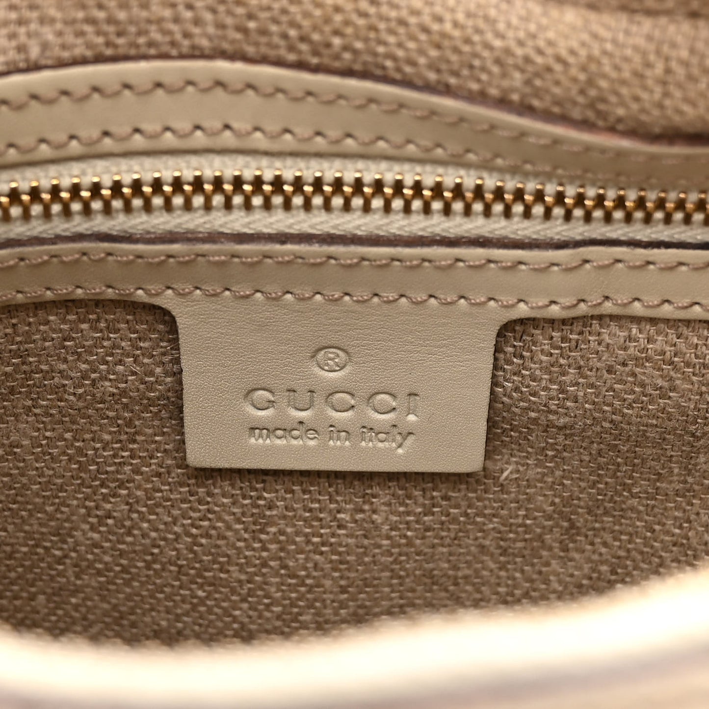 Suede GG Monogram Small Charmy Hobo Off White Gold