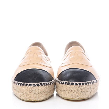 Chanel Lambskin CC Espadrilles 39 Beige Black 2 of 10