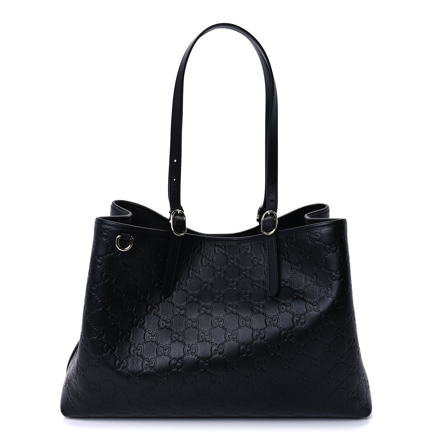 GG Calfskin Embossed Calfskin Large Tote Bag  Black