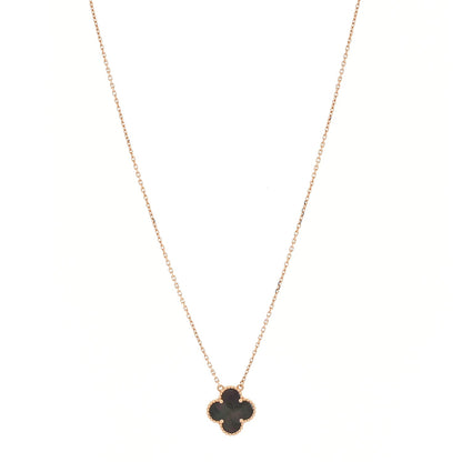 Van Cleef & Arpels 18K Rose Gold Gray Mother of Pearl Vintage Alhambra Pendant Necklace 3 of 6