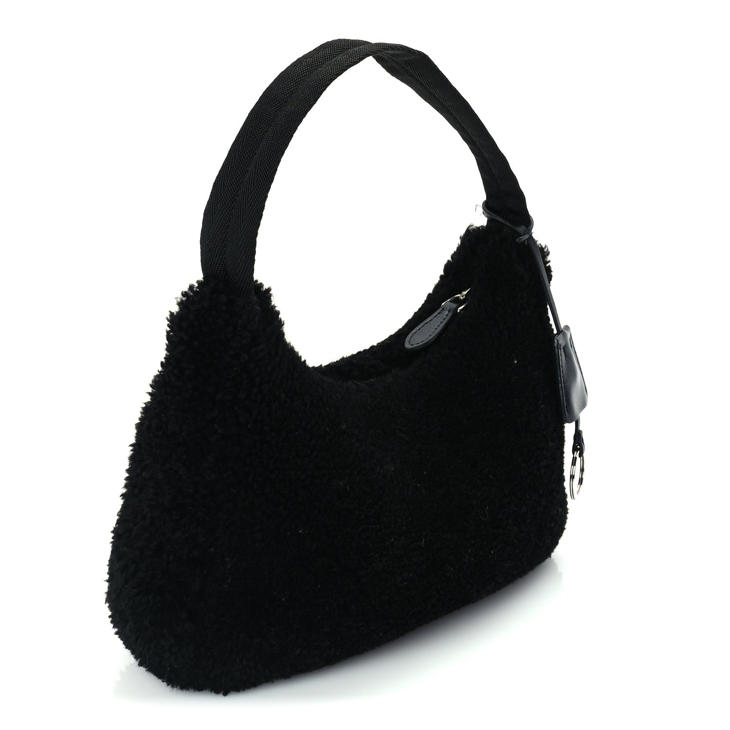 Prada Shearling Mini Re-Edition 2000 Bag  Black 2 of 8
