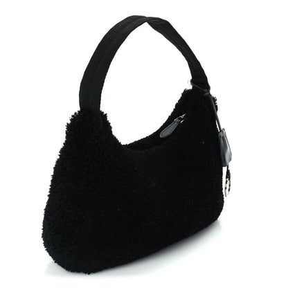 Prada Shearling Mini Re-Edition 2000 Bag  Black 2 of 8