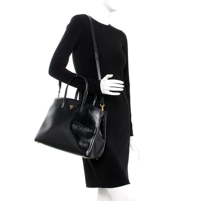 Prada Saffiano Vernice Tote Black 2 of 13