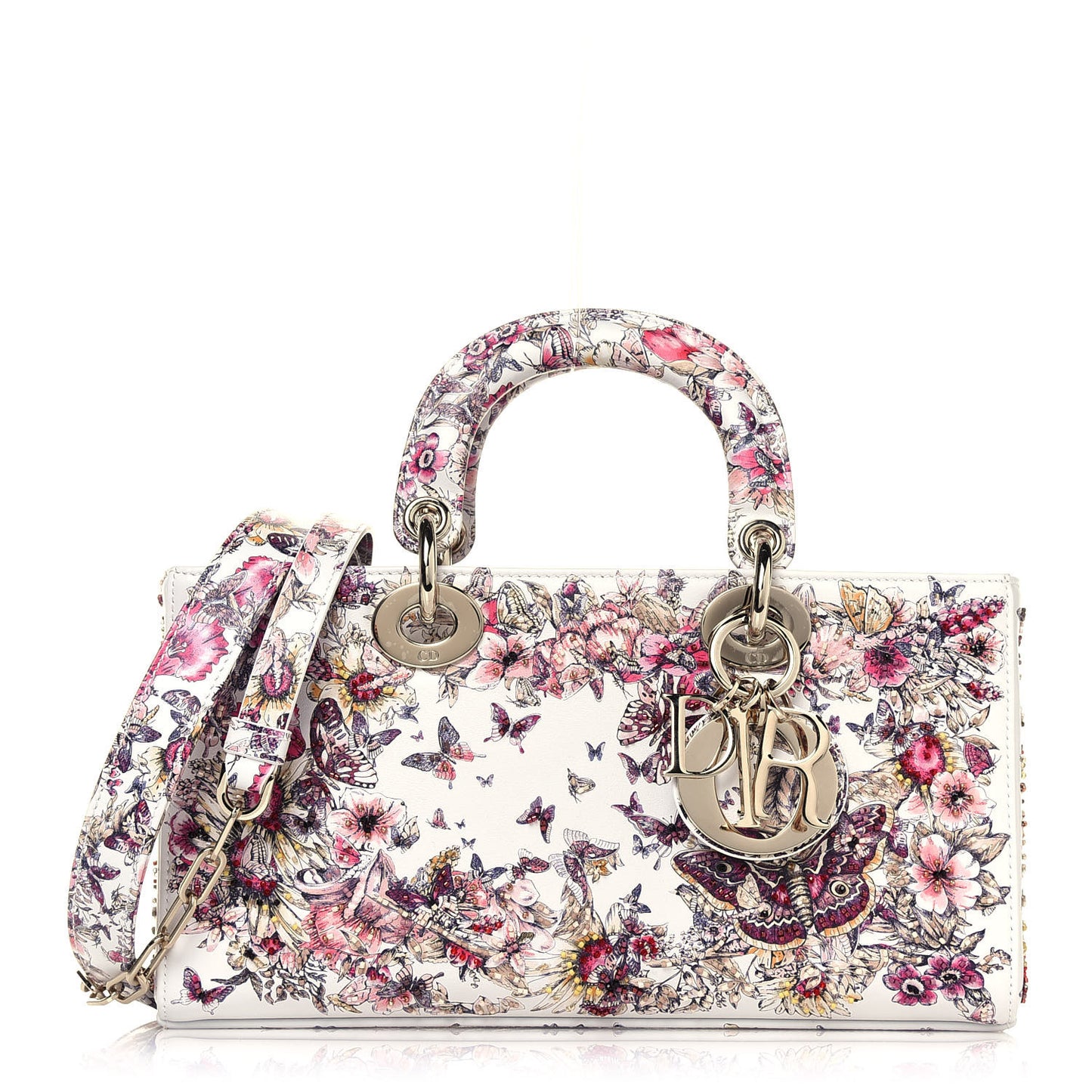 Calfskin Embroidered Butterfly Printed Lady D-Joy Multicolor