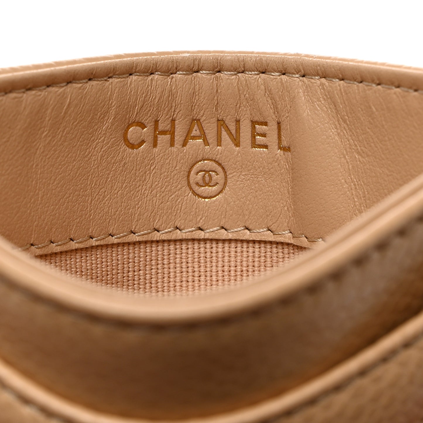 Caviar Quilted Card Holder Beige