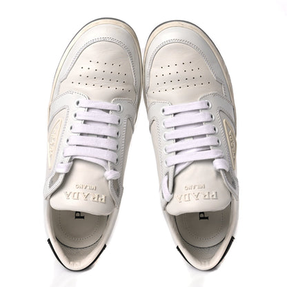 Prada Vitello Sport Spazzolato Rois Rubber Triangle Logo Perforated Womens District Low Top 30mm Sneakers 36.5 White 2 of 9